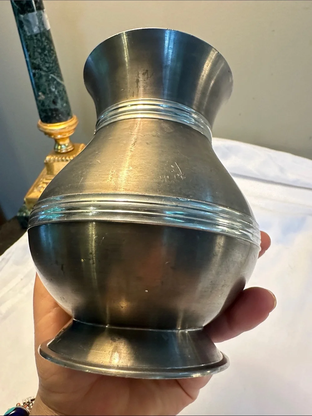 Classic Pewter Silver Decorative Vase